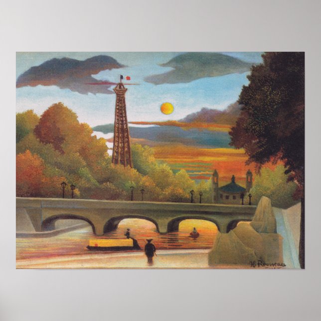 Póster Henri Rousseau - Seine y la Torre Eiffel en Sunset (Frente)