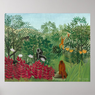 Póster Henri Rousseau - Selva Tropical con Monos