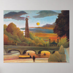 Póster Henri Rousseau - Sena y Torre Eiffel en la puesta