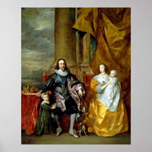 Póster Henrietta Maria y Charles I por Van Dyck (Frente)