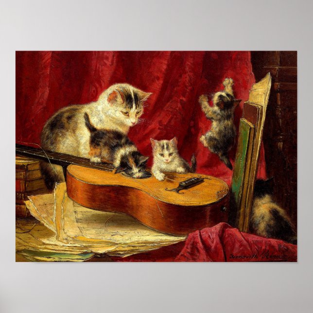 Póster Henriëtte Ronner-Knip Haciendo Música (Frente)