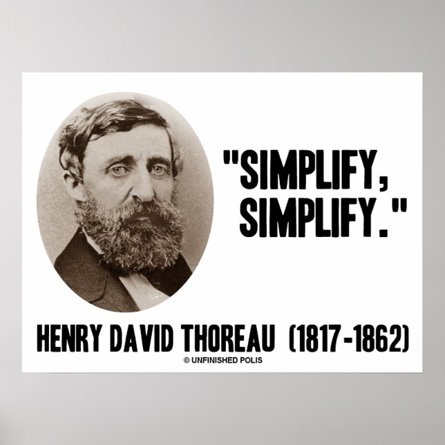 Póster Henry David Thoreau Simplifica la oferta (Frente)