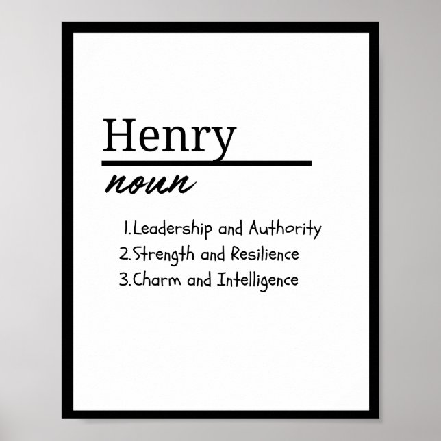 Póster Henry, definición de nombre personalizado de niño (Frente)