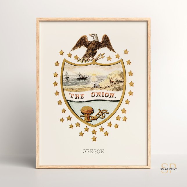 Póster Henry Mitchell Oregon State Coat of Arms 1876 Rare (Subido por el creador)
