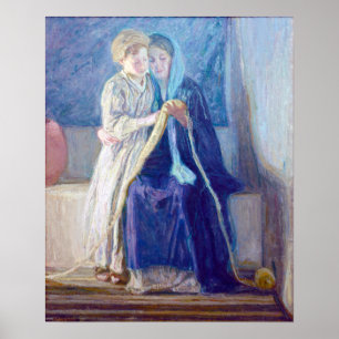 Póster Henry Ossawa Tanner Christ y su madre estudiando