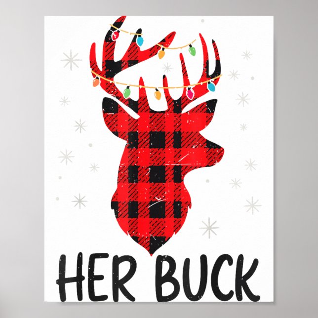 Póster Her Buck Deer Hunting Christmas Husband Gift Coupl (Frente)