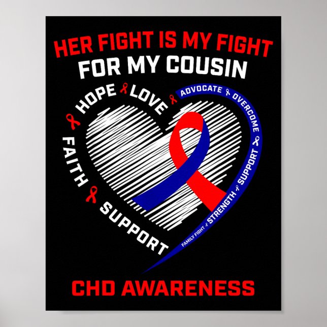 Póster Her Fight Cousin Chd Awareness Heart Disease Graph (Frente)