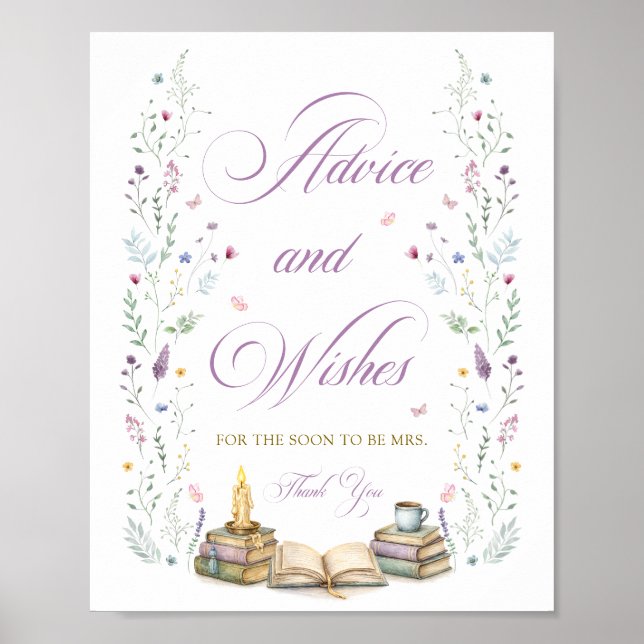 Póster Her Next Chapter Bridal Shower Advice and Wishes  (Frente)