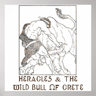 Póster Heracles y la Bull de Creta