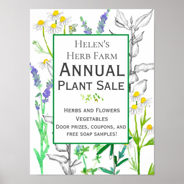 Póster Herb Farm Garden Plant Sale Business Sale (Frente)