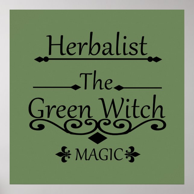Póster herbalista la magia de bruja verde (Frente)