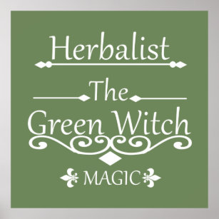 Póster herbalista la magia de bruja verde