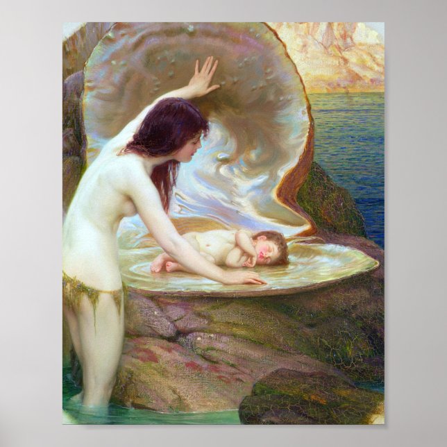 Póster Herbert James Draper - A Water Baby 1900 (Frente)
