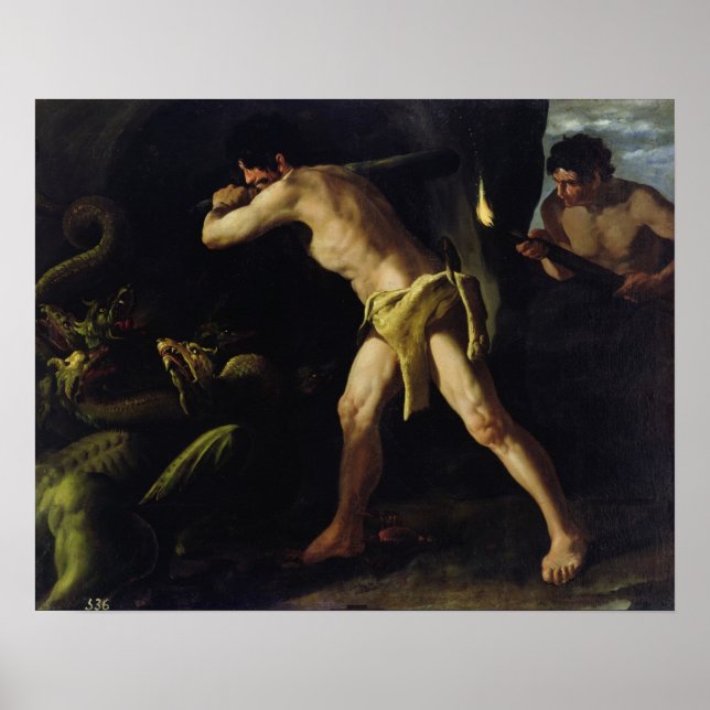 Póster Hércules luchando con la hidra de Lernaea (Frente)