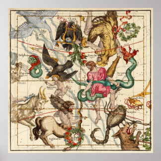 Póster Hércules, Sagittarius, Delphinus y Escorpio