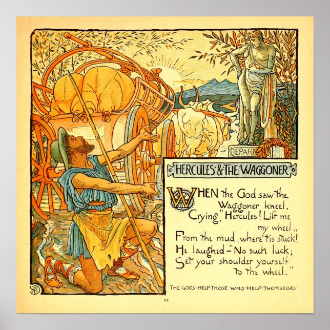 Póster Hércules y el Wagoneer Walter Crane (Frente)