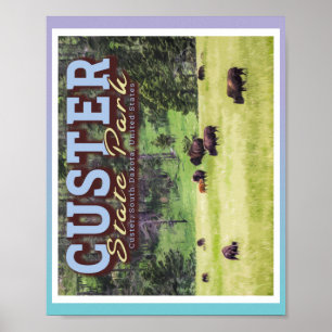 PÓSTER HERD OF BISON - CUSTER STATE PARK - SOUTH DAKOTA