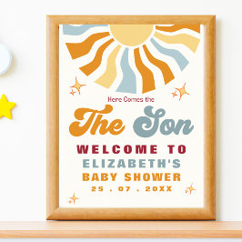 Póster Here come the son - Retro Sun Baby Shower