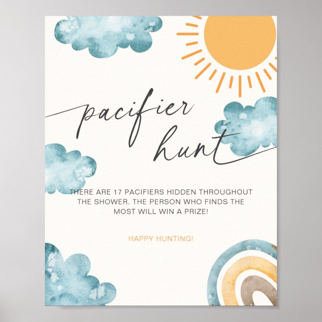 Póster Here Comes The Son Baby Shower Pacifier Hunt Game (Frente)