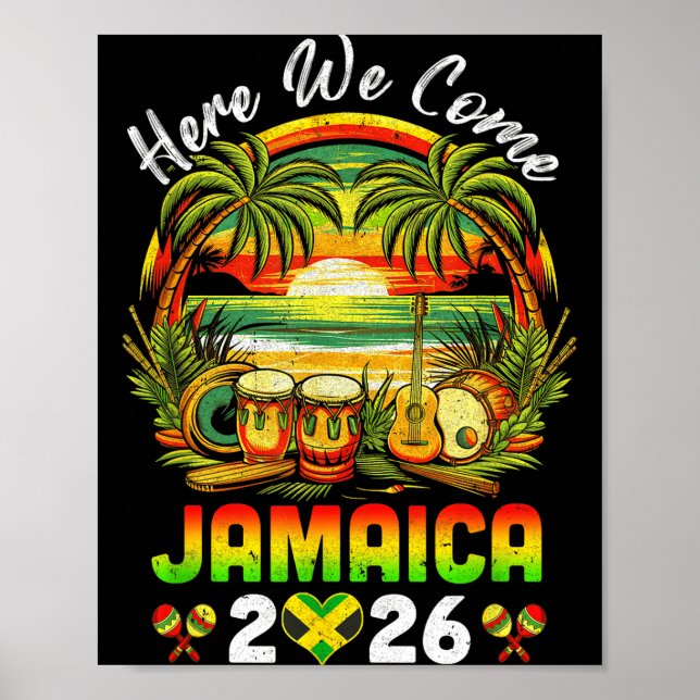 Póster Here We Come Jamaica 2026 Girls Trip Family Summer (Frente)