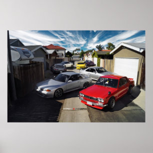 Póster HERENCIA de Nissan GT-R R35, de R34, de R33, de