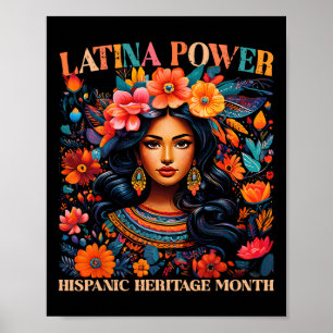 Póster Herencia Hispánica S Latina Poder Flores Mujeres G