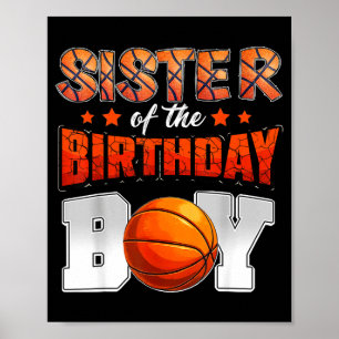 Póster Hermana baloncesto cumpleaños niño familia coincid