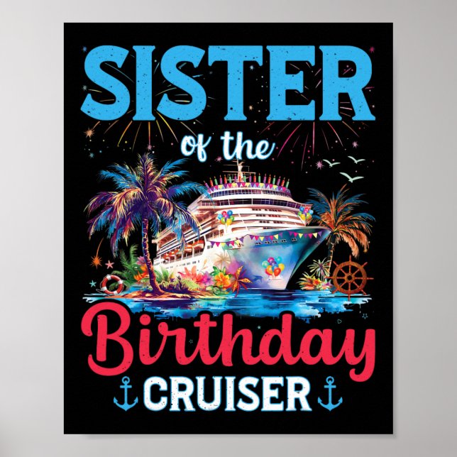 Póster Hermana De Birthday Cruiser Funny Cruise Birthd (Frente)