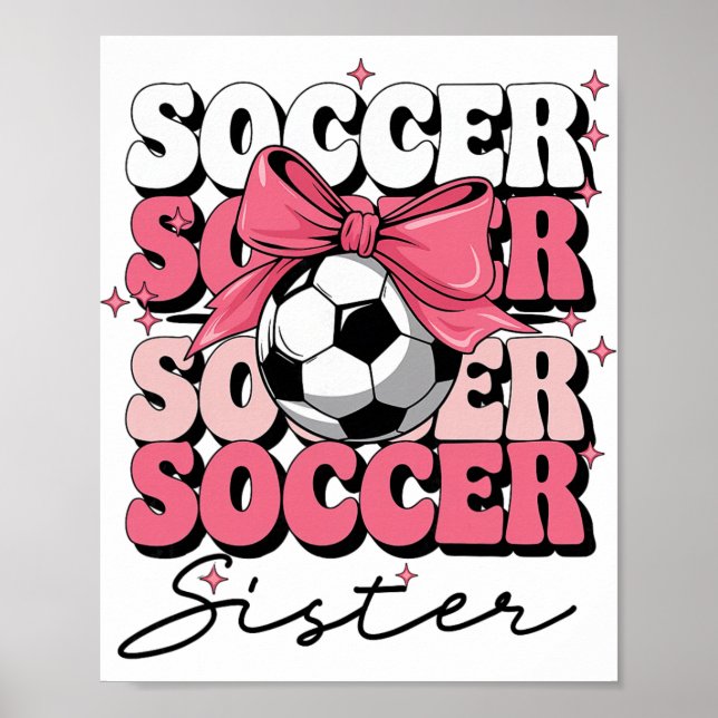 Póster Hermana de fútbol Groovy Coquette Bow Fútbol  (Frente)