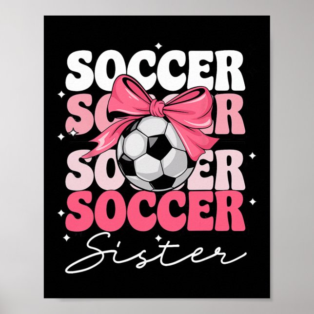 Póster Hermana de fútbol Groovy Coquette Bow Fútbol _2  (Frente)