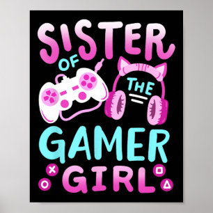 Póster Hermana De La Chica Gamer Groovy Cumpleaños Video