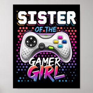 Póster Hermana de la chica jugadora coincidente videojueg
