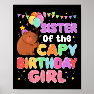 Póster Hermana De La Familia Capy Chica De Cumpleaños Cap