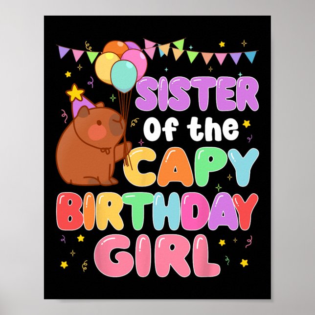 Póster Hermana De La Familia Capy Chica De Cumpleaños Cap (Frente)