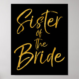 Póster Hermana De Oro De La Novia Shirt Cute Bridal Party
