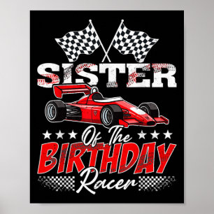 Póster Hermana De Race Car De La Familia Birthday Racer C