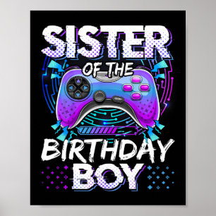 Póster Hermana Del Cumpleañero Videojuego Divertido Cumpl
