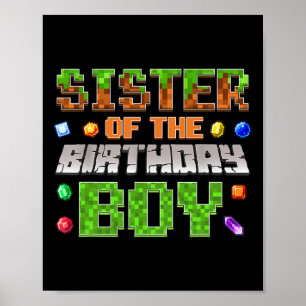 Póster Hermana Del Cumpleañero Videojugadora De La Fiesta