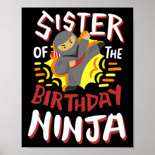 Póster Hermana Del Cumpleaños Ninja Karate Niños Parte De