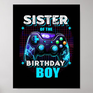 Póster Hermana Del Niño Cumpleañero Juego De Video Coinci