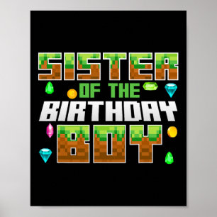 Póster Hermana Del Niño Cumpleañero Jugador De Videojuego