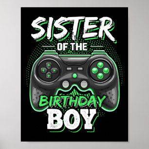Póster Hermana Del Niño Cumpleaños Juego De Video Coincid