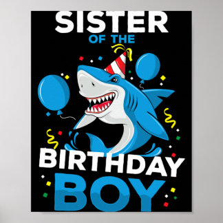 Póster Hermana del Niño Cumpleaños Tema Océano Tiburón