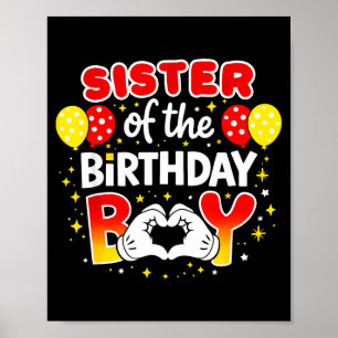 Póster Hermana del niño de cumpleaños familia a juego pap