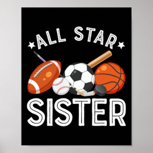 Póster Hermana Estelar Del Niño Cumpleañero Sketll Fútbol