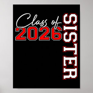 Póster Hermana mayor clase de 2026 orgullosa hermana mayo