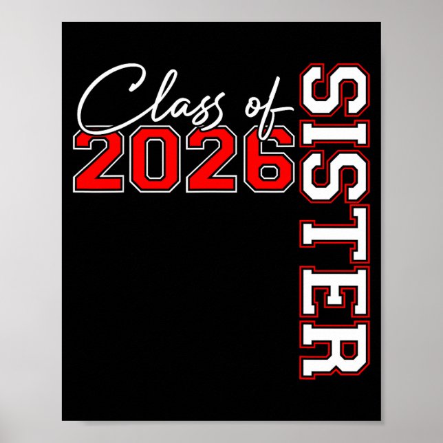 Póster Hermana mayor clase de 2026 orgullosa hermana mayo (Frente)