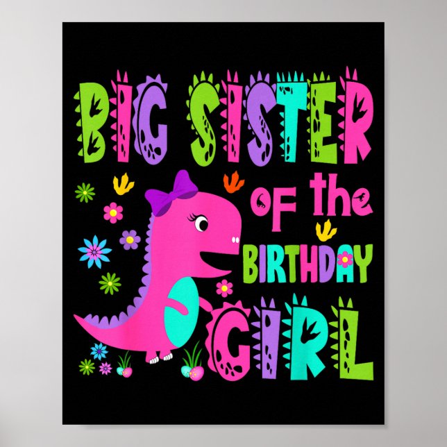 Póster Hermana mayor de la cumpleañera saurus rex (Frente)