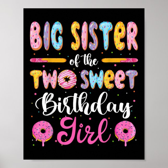 Póster Hermana Mayor De Las Dos Dulces Chicas Cumpleañera (Frente)