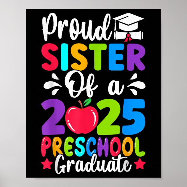 Póster Hermana Orgullosa Cl De Graduada De Preescolar 202 (Frente)